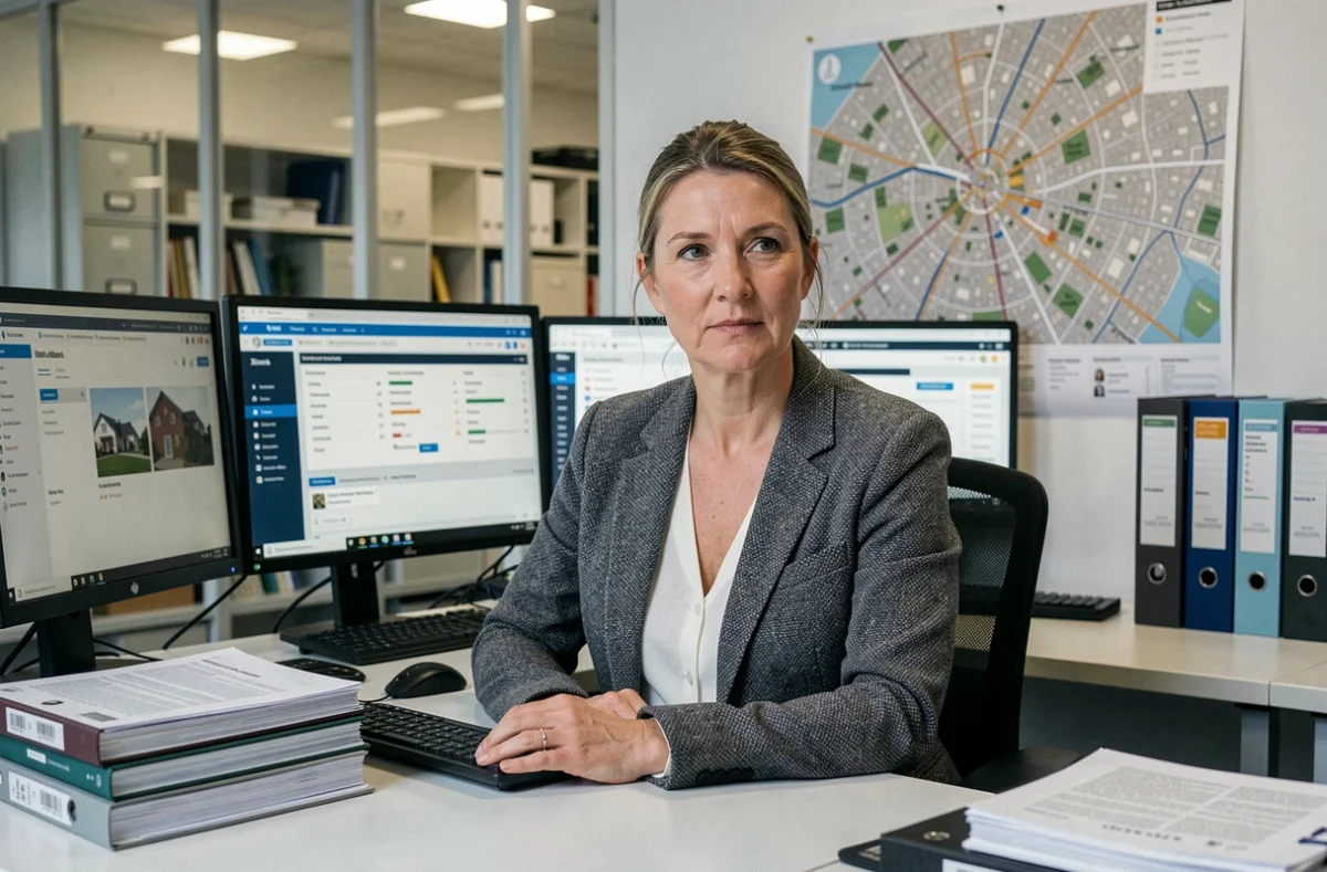Professionnelle de la gestion immobilière multi-sites dans un bureau moderne à Orléans pour Advicim