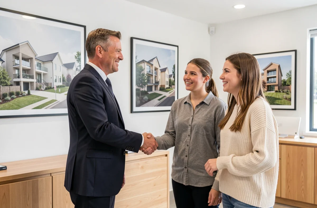 Agent de l'Agence Bonnet Immobilier concluant une transaction immobilière avec un couple dans la Drôme