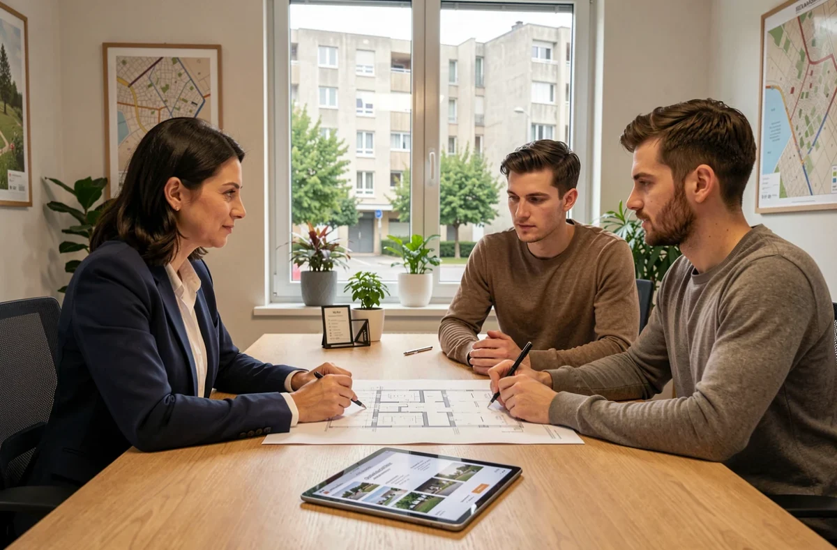 Réunion de conseil en investissement immobilier dans une agence à Nanterre en 2026