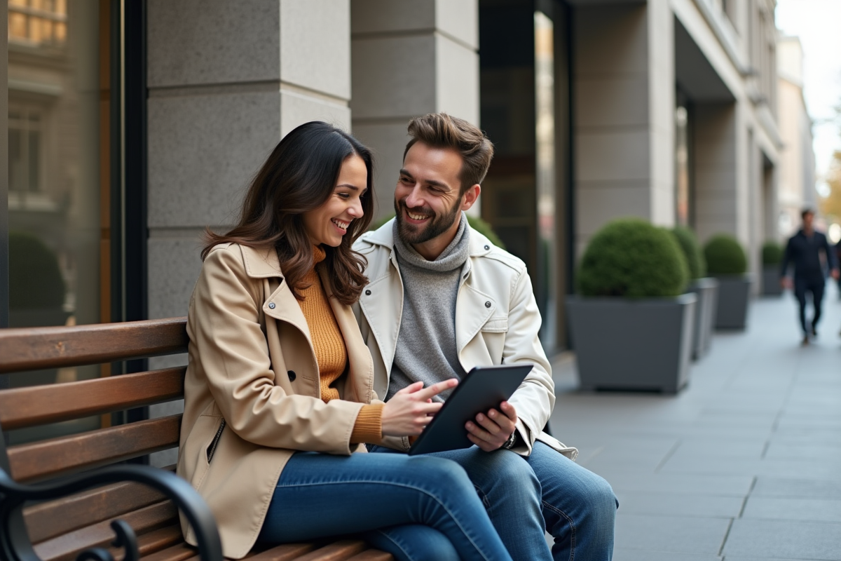 Jeune couple souriant discute d