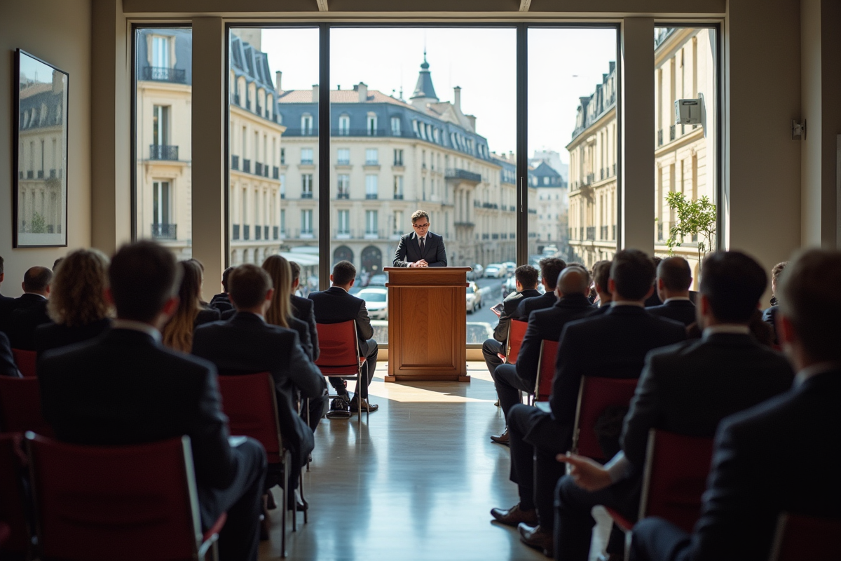 Vente aux enchères immobilière dans un office notarial parisien