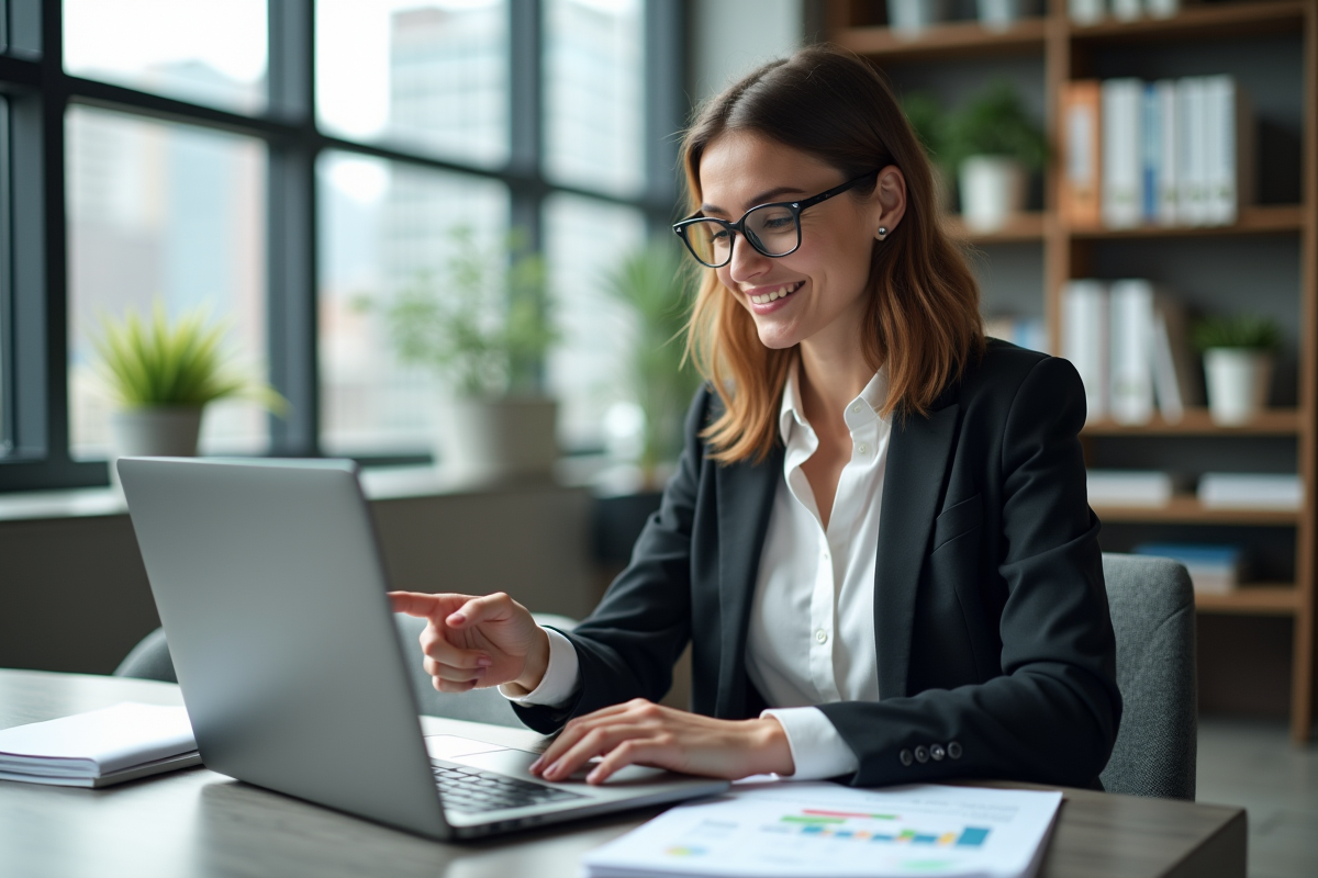 Femme comptable discutant de documents financiers