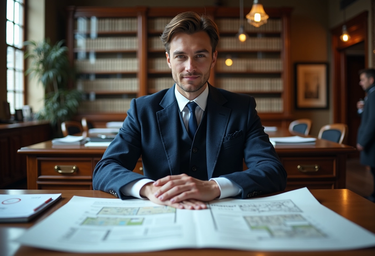 Jeune homme étudiant des documents dans un bureau municipal