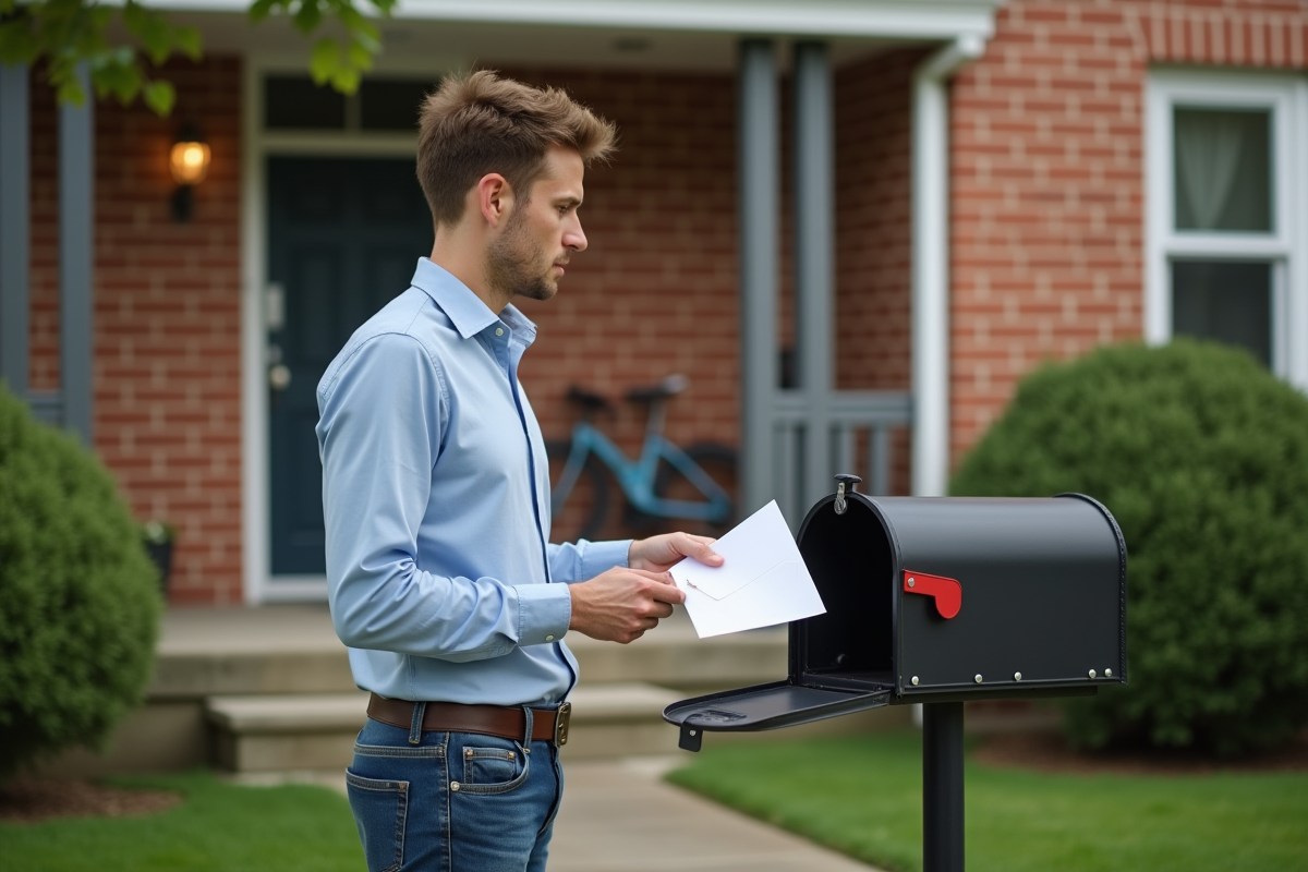 Jeune homme envoyant une lettre de résiliation à la poste