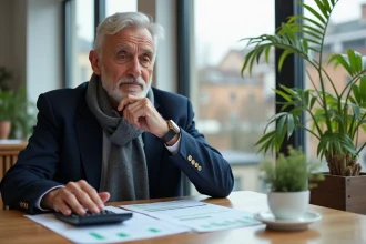 Homme senior réfléchissant à ses finances immobilières